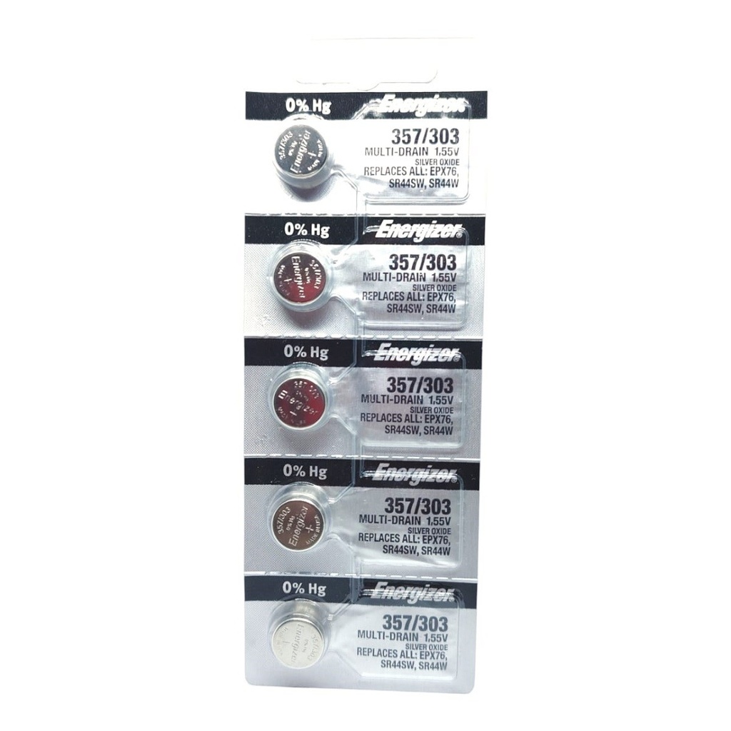 5X Pila Batería Energizer SR44W 357/303 1.55V 165mAh Tipo Botón.