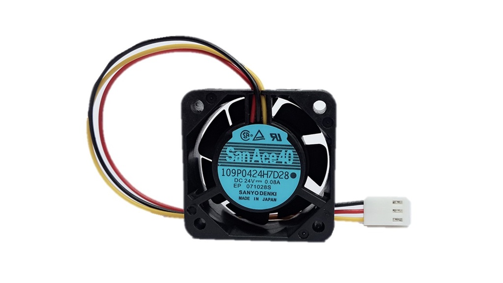 Ventilador Sanyo Denki SanAce40 109P0424H7D28 24V  DC 0.08A 1.92W 40 mm x 40 mm x 15 mm Conector Blanco 3 Pines 3 Cables