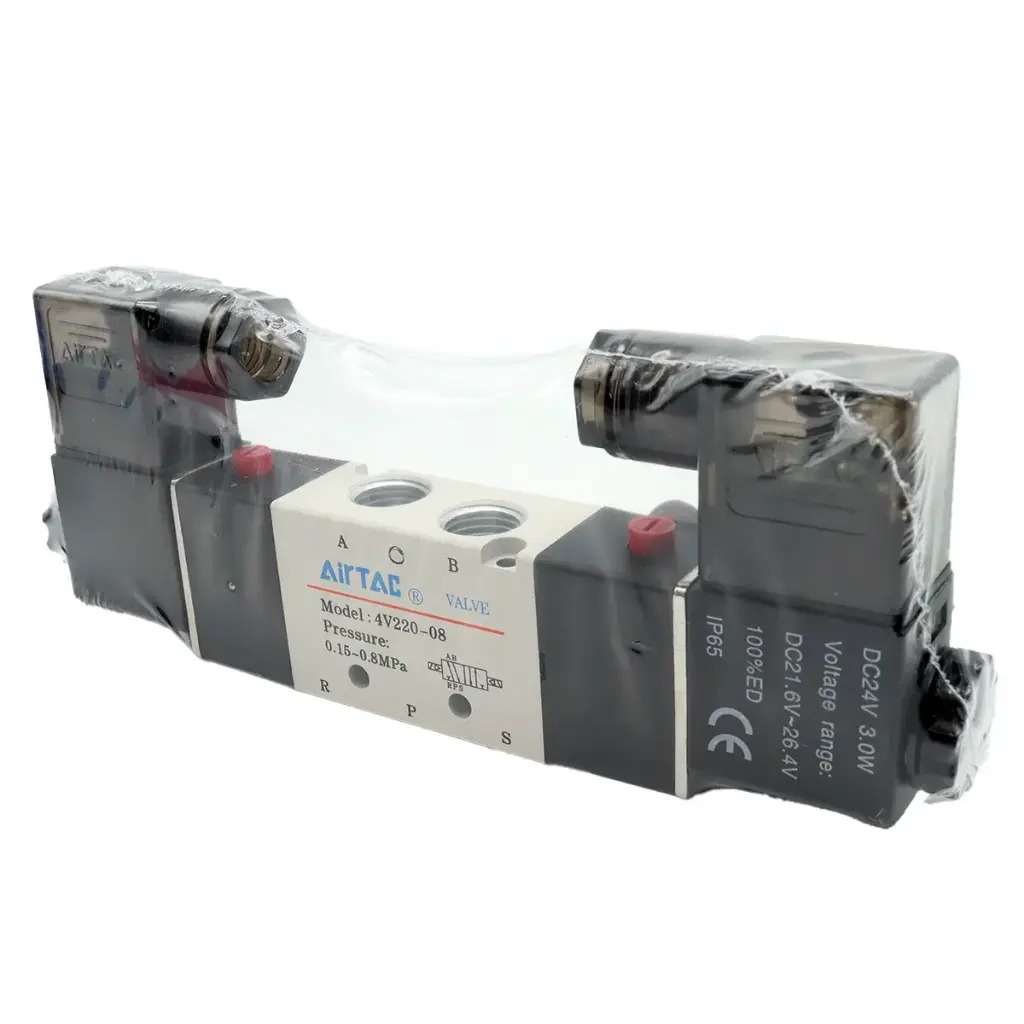 Válvula Neumática Airtac 4V220-08 24V DC 5 Vías 2 Posiciones Doble Bobina