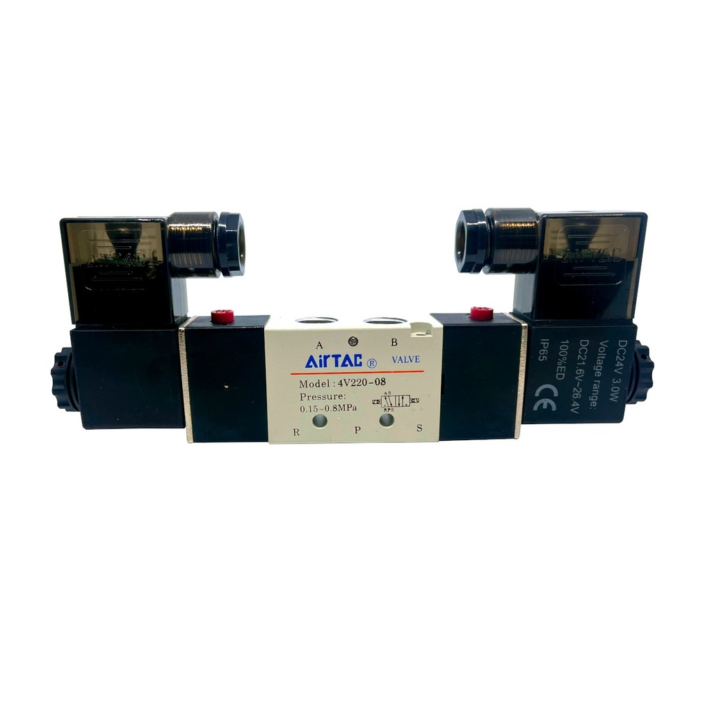 Válvula Neumática Airtac 4V220-08 5 Vías 2 24V DC Doble