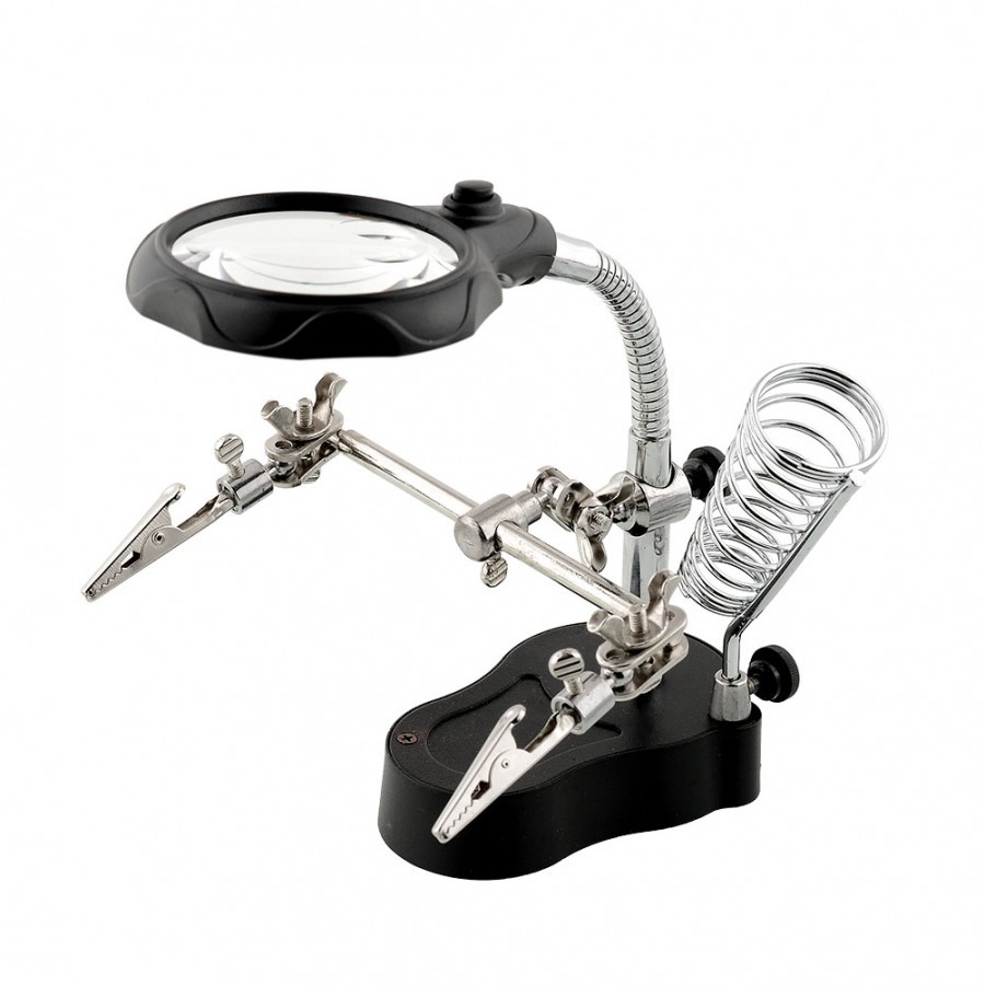 Soporte Y Lupa Con Luz Led Para Soldar TE-801