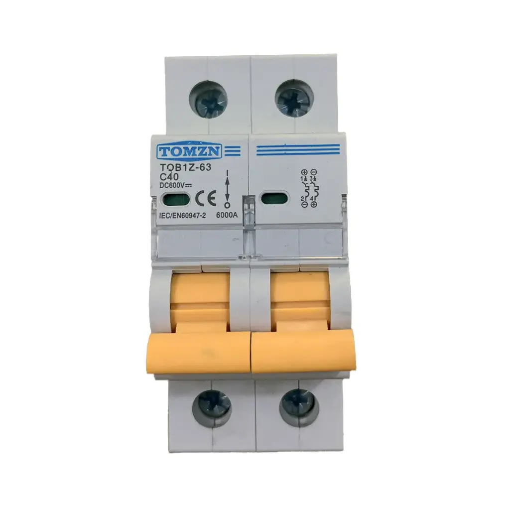 Interruptor Termomagnético TOMZN TOB1Z-63 C40 600V DC 40A Solar Fotovoltaico