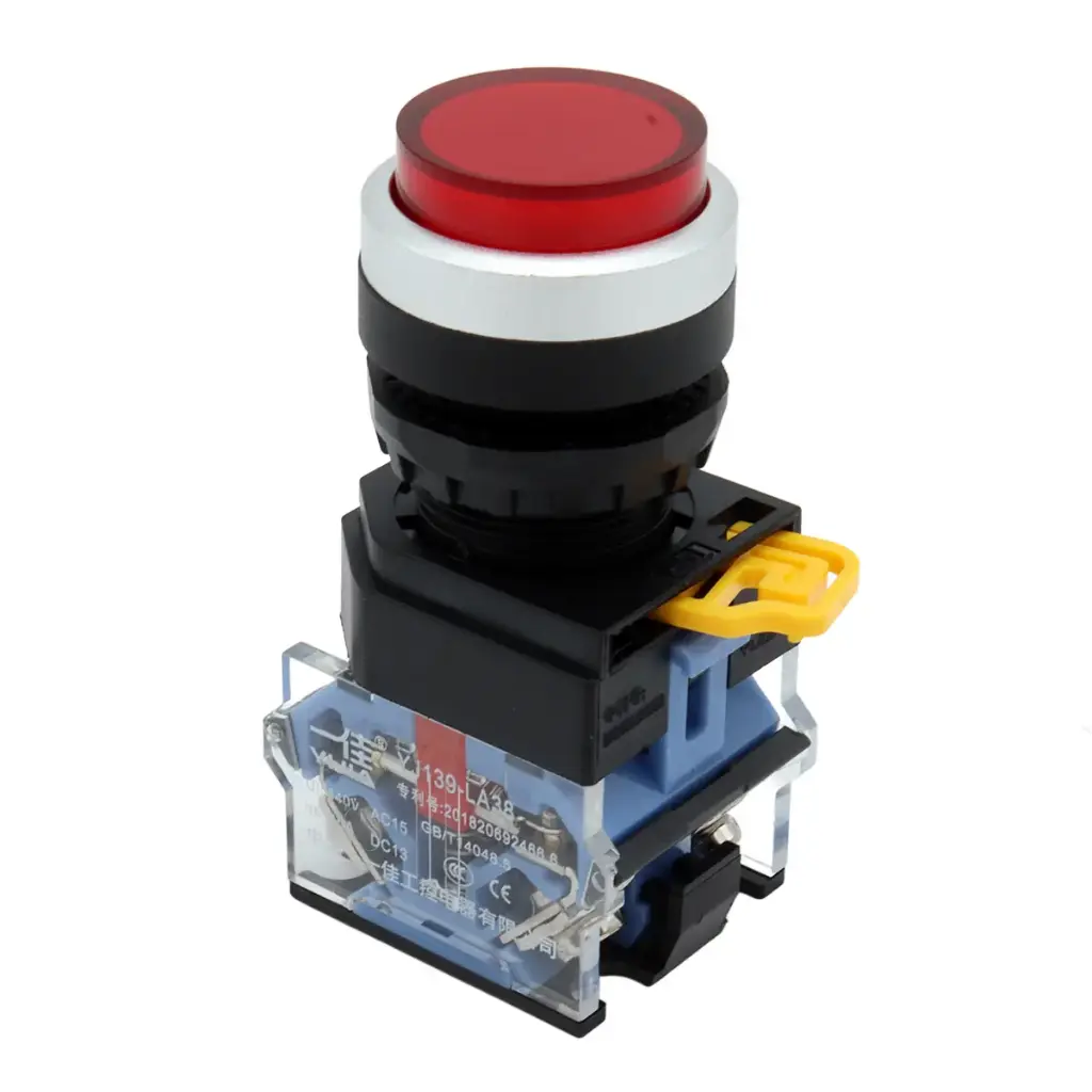 Interruptor Botón Push Button Arranque Industrial Yijia YJ139-LA38 Rojo