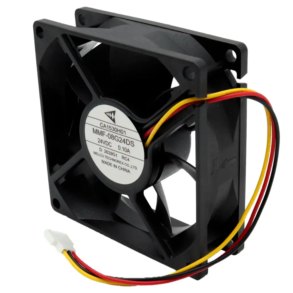Ventilador Melco Technorex CA1530H01 MMF-08G24DS 24V DC 0.10A 2.4W 80mm x 80mm x 25mm 3 Cables Conector Blanco