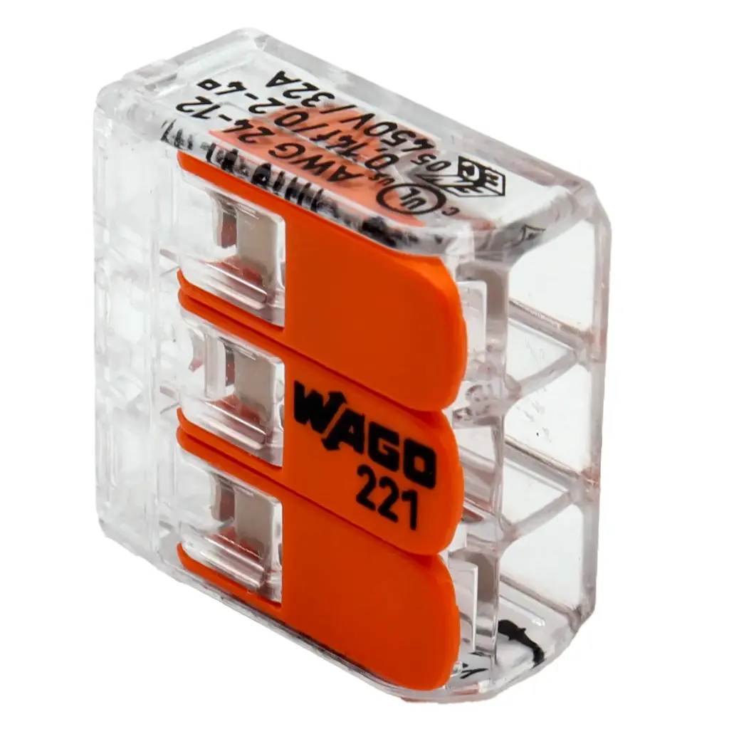 Conector de Empalme Eléctrico de Palanca Wago 221-613 3-1  Naranja