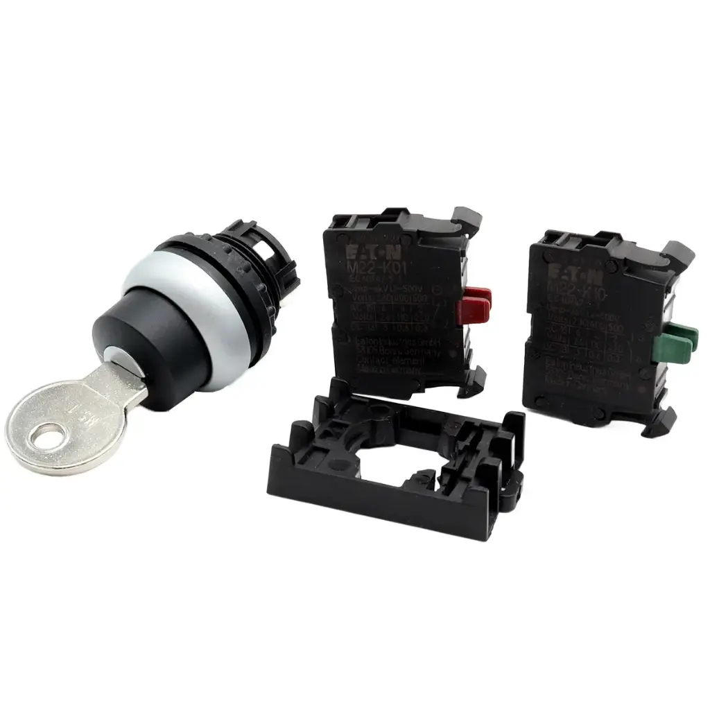 Switich Selector con Llave Eaton M22-WRS-A1 + M22-K01 NC + M22-K10 NO 2 Posiciones