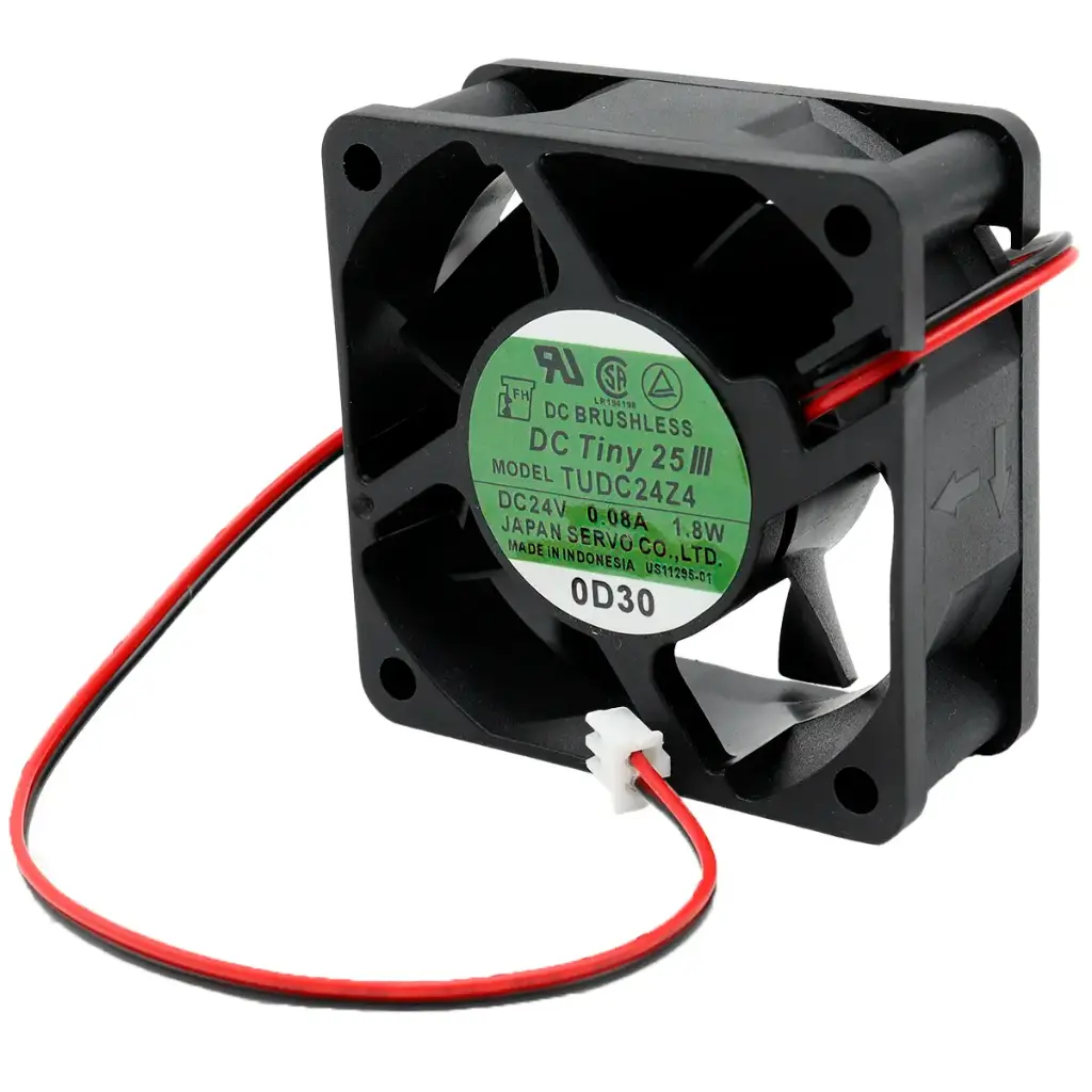 Ventilador Japan Servo TUDC24Z4 DC Tiny 25 24V DC 0.08A 1.8W 60 mm x 60 mm x 25 mm Conector Blanco 2 Pines 2 Cables
