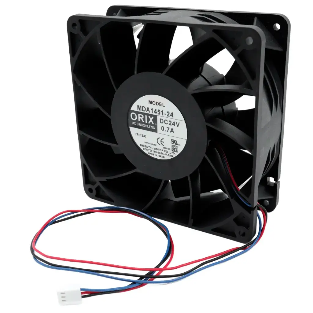 Ventilador Orix Oriental Motor MDA1451-24 TP(CSA) 24V DC 0.7A 16.8W 140 mm x 140 mm x 50 mm Conector Blanco 3 Pines 3 Cables 9 Aspas Plástico