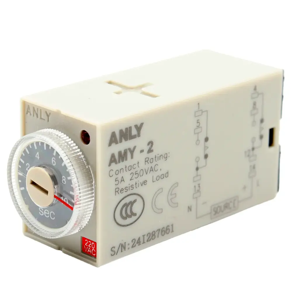 Relevador Relé Temporizador Anly AMY-2 10s 220V AC 2ab 5A 8 Pines