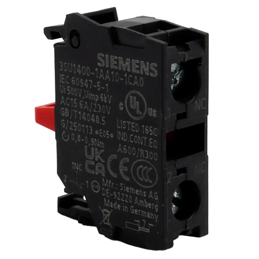 Módulo Contacto Siemens 3SU1400-1AA10-1CA0 3SU14001AA101CA0 1 Contacto NC Bornes Tornillo