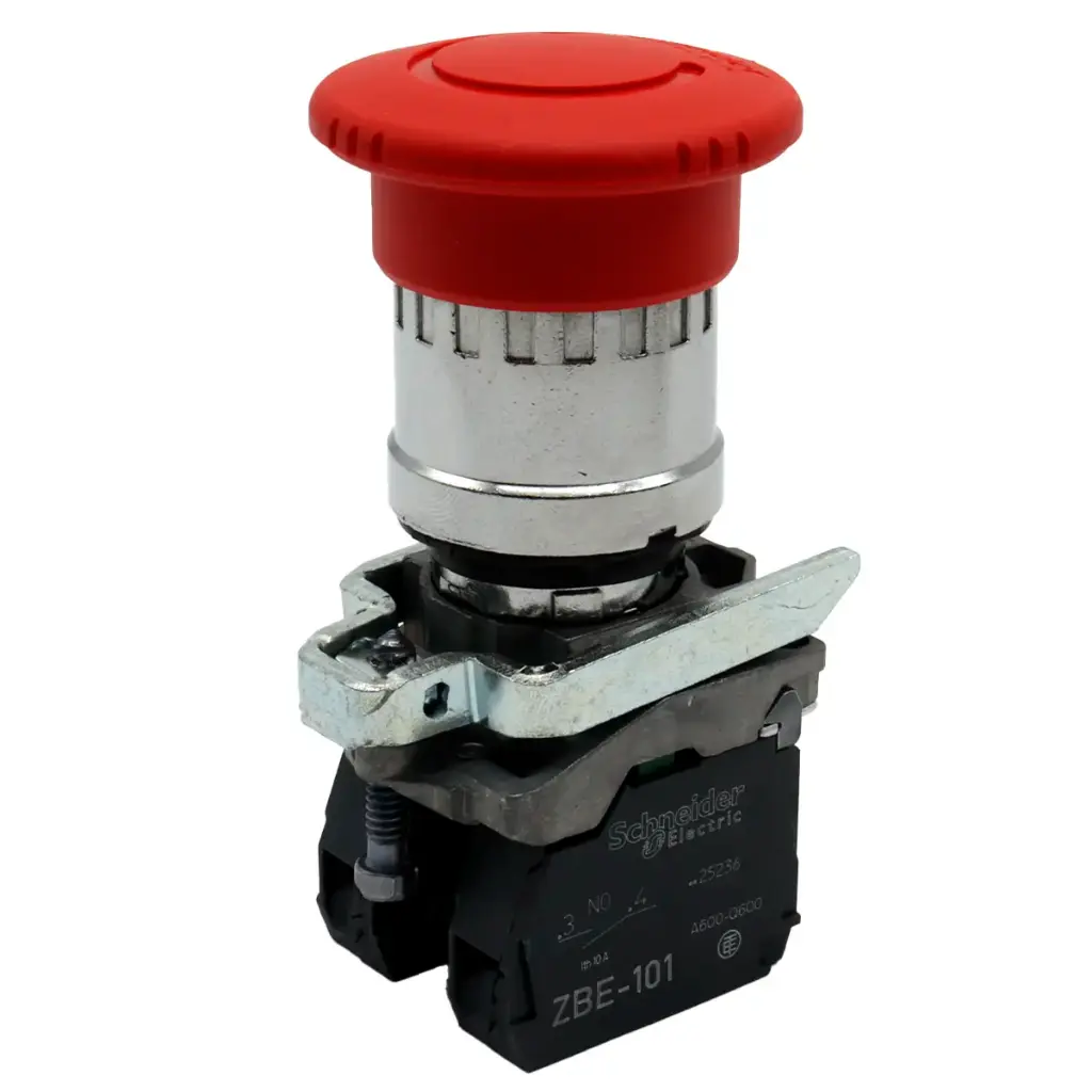 Interruptor Botón Pulsador Switch Push Button Schneider Electric Harmony XB4BS8445 1 NO ZBE-101 + 1 NC ZBE-102 Paro de Emergencia