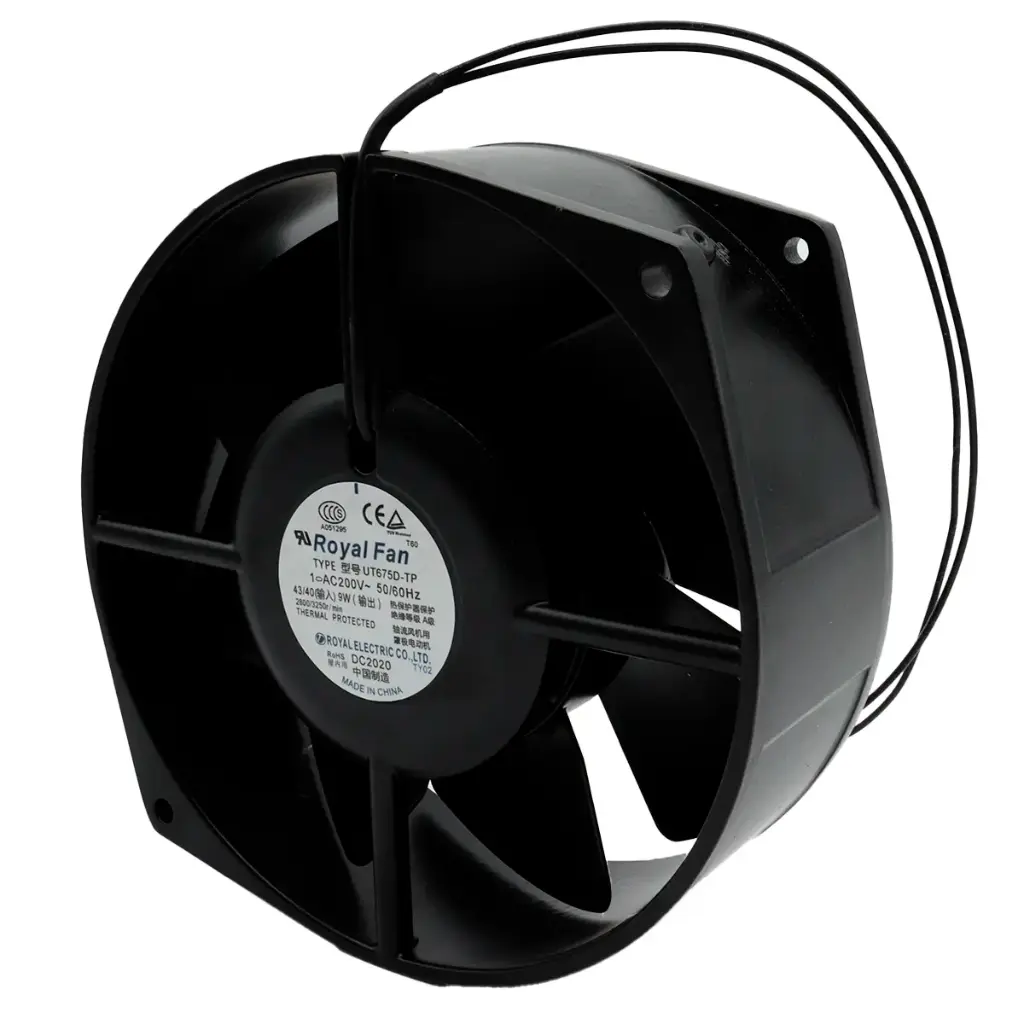Ventilador Royal Fan UT675D-TP 200V AC 50/60Hz 9W 150 mm x 150 mm x 56 mm 2 Cables Sin Conector