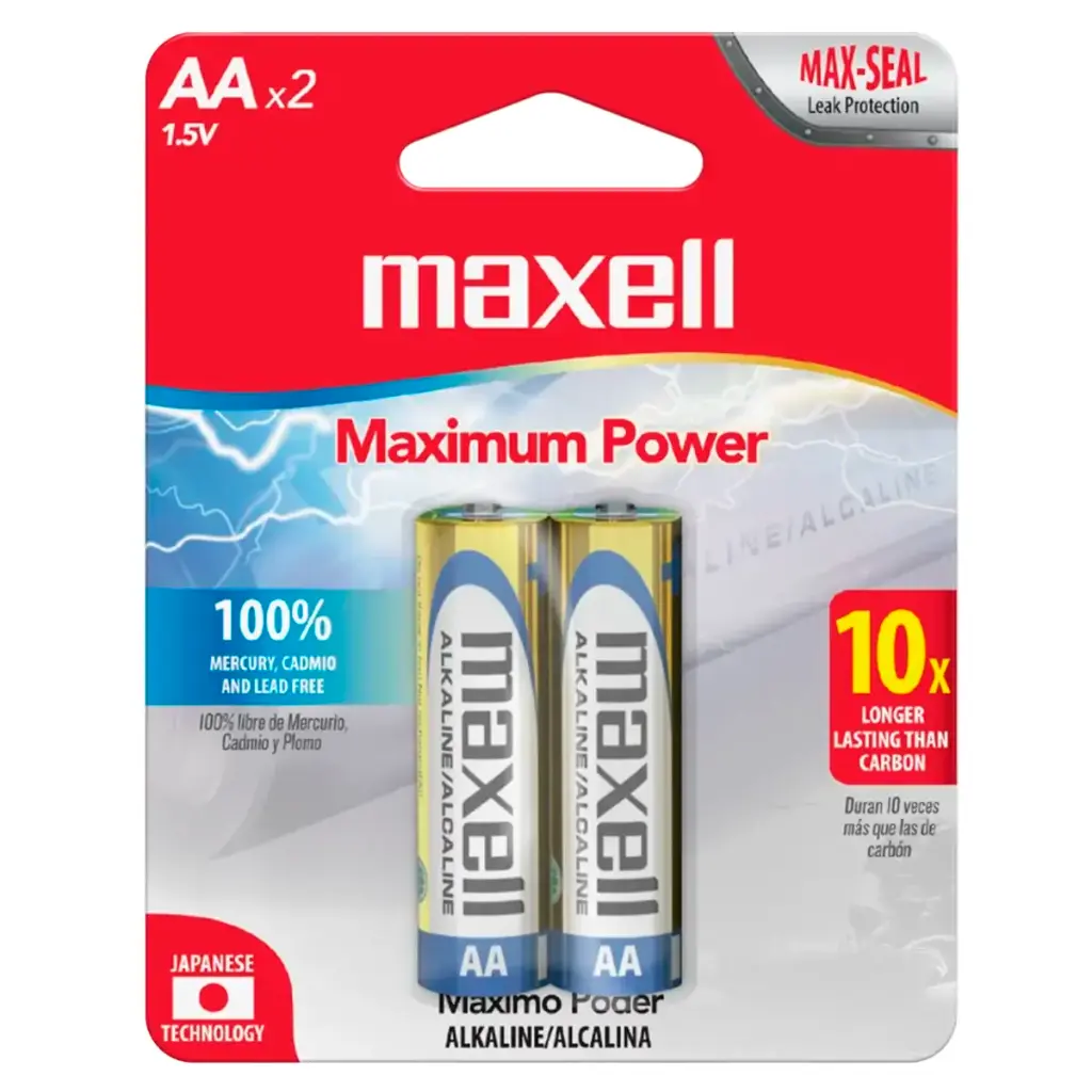 2x Pila Batería Maxell AA LR06 1.5V Alcalina