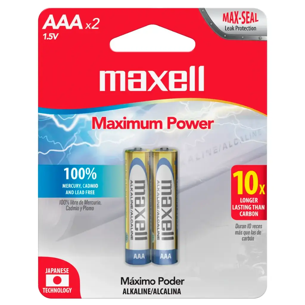 2x Pila Batería Maxell AAA LR03 1.5V Alcalina