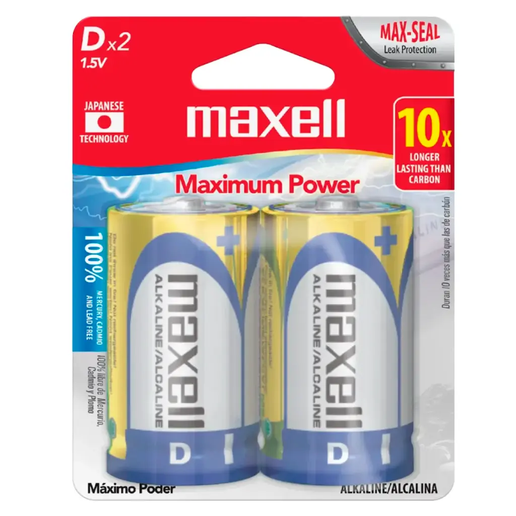2x Pila Batería Maxell Tipo D LR20(GD) 1.5V Alcalina