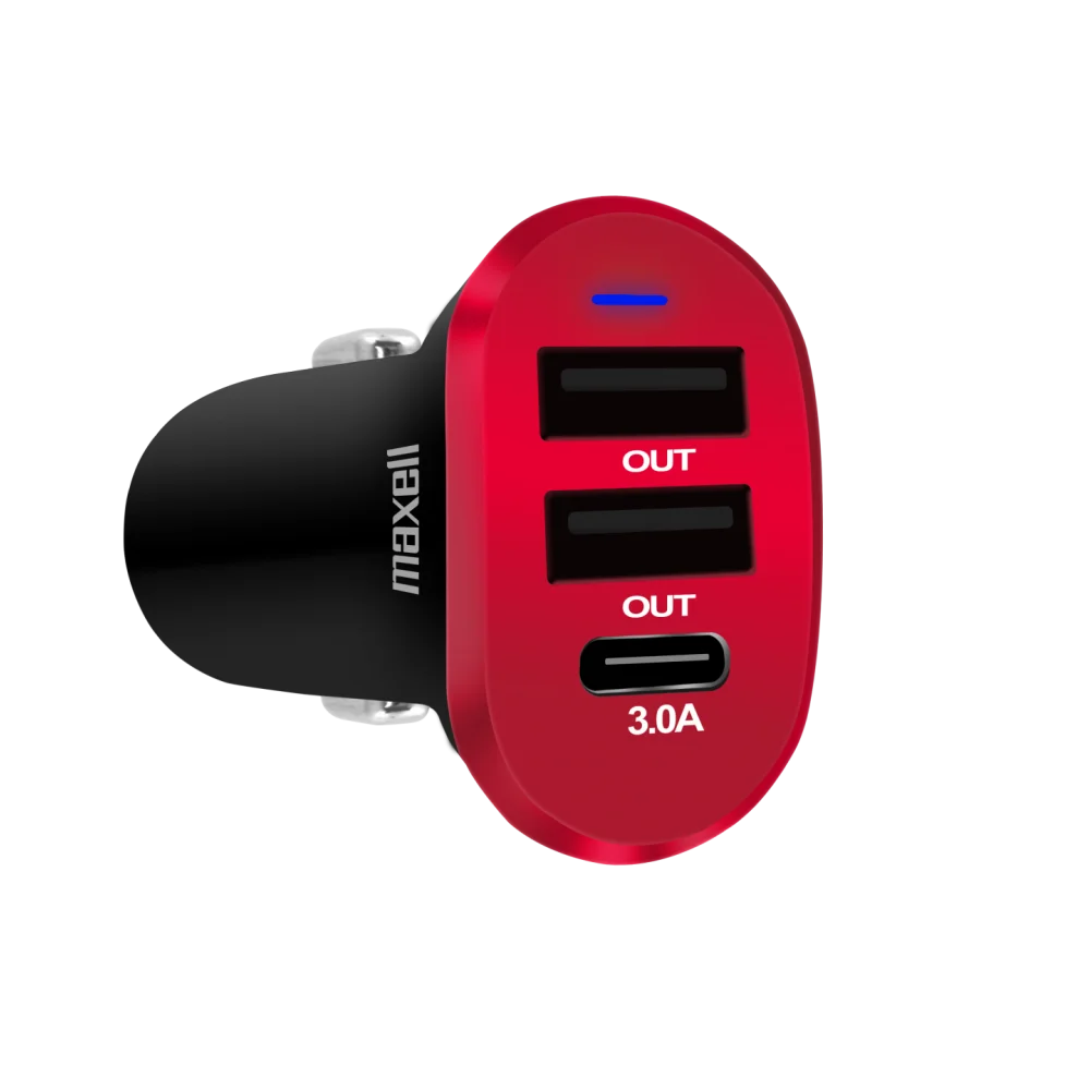 Cargador Coche Auto Carro Vehículo USB Maxell DUSB-C3QC 3 Puertos Carga Rápida