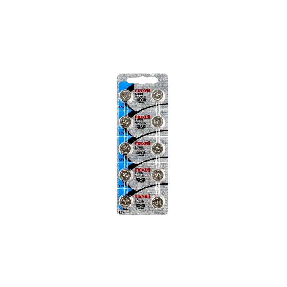 10x Pila Batería Maxell LR44 1.5V Tipo Botón Alcalina