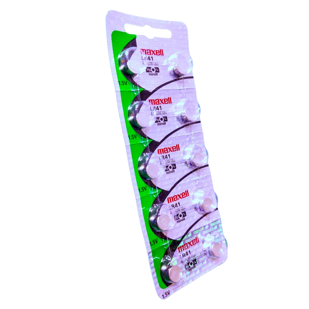10x Pila Batería Maxell LR41 1.5V 25mAh Tipo Botón Alcalina