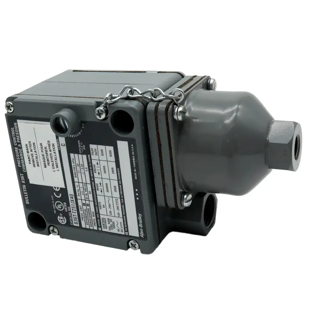 Switch Interruptor Controlador de Presión Allen Bradley Bulletin 836T 836T-T251JX40 120V AC - 240V AC 125V DC - 250V DC 30hg de Vacío Tipo T