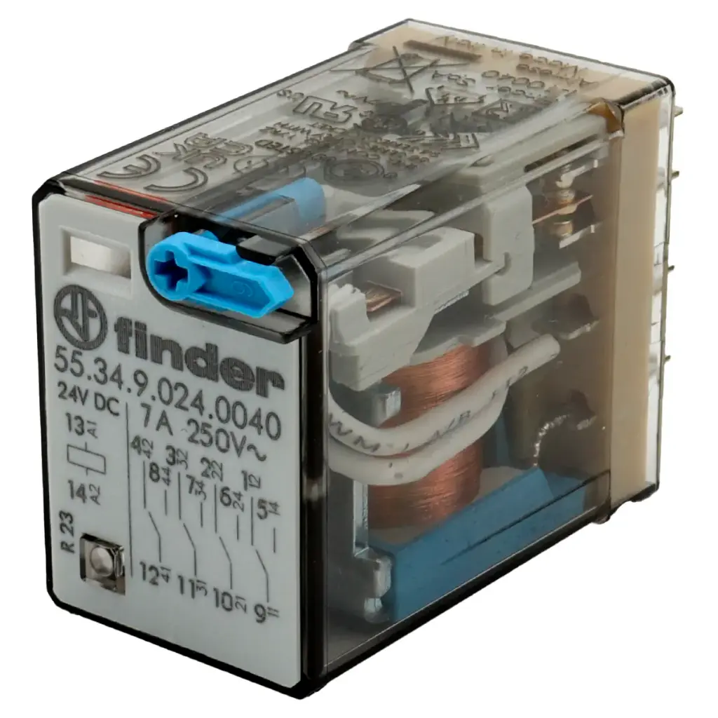 Relevador Relay Relé Finder 55.34.9.024.0040 250V 7A Bobina 24V DC
