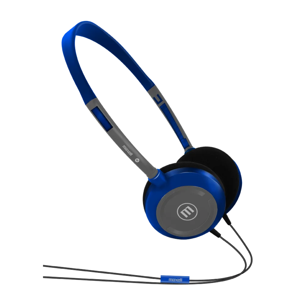 Audífonos Auriculares Maxell Ultra Livianos HP-200 On-ear Almohadillas de Espuma Con Micrófono Azul