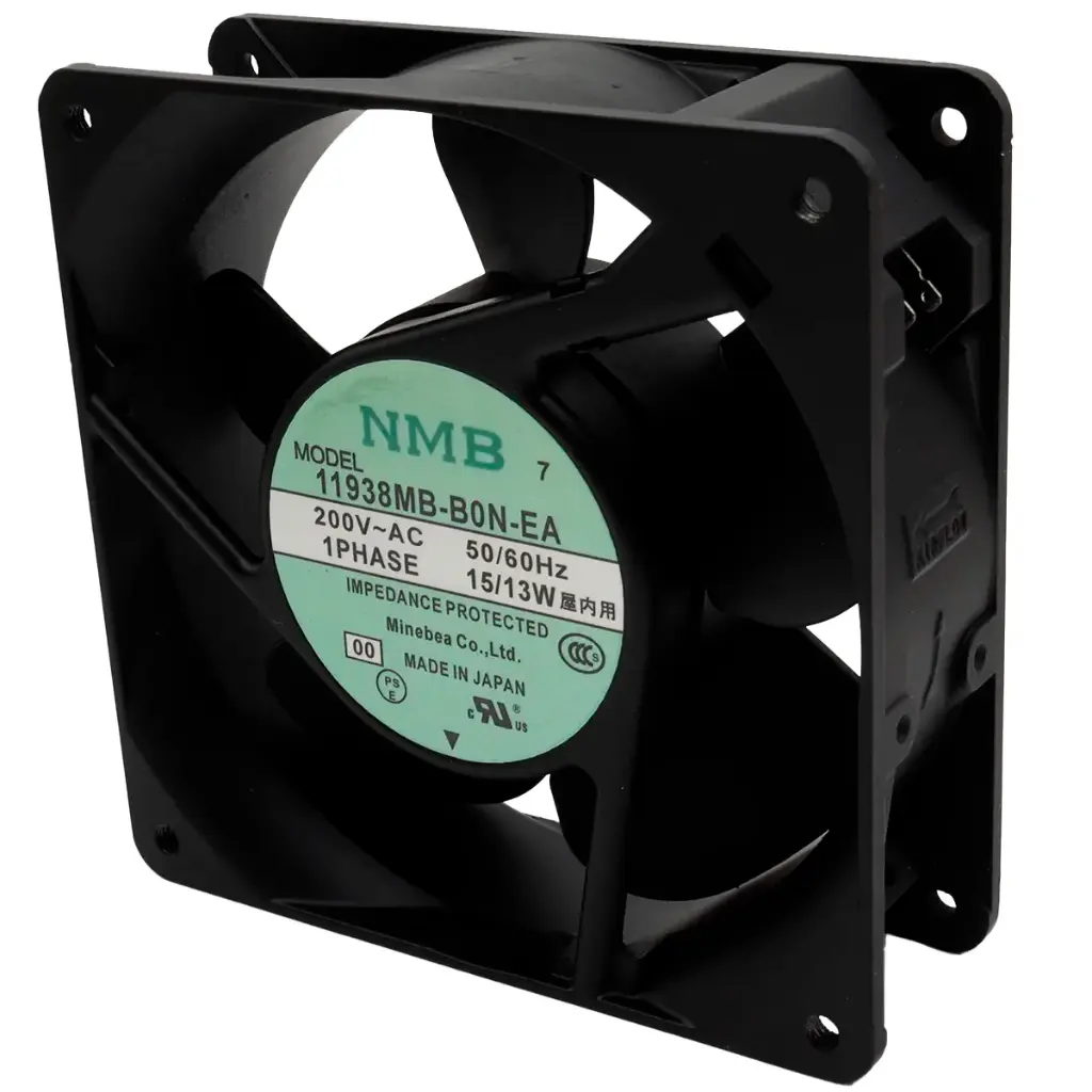 Ventilador NMB 11938MB-B0N-EA 00 200V AC 50/60Hz 15/13W 1 Fase 120 mm x 120 mm x 38 mm 2 Pines Japón