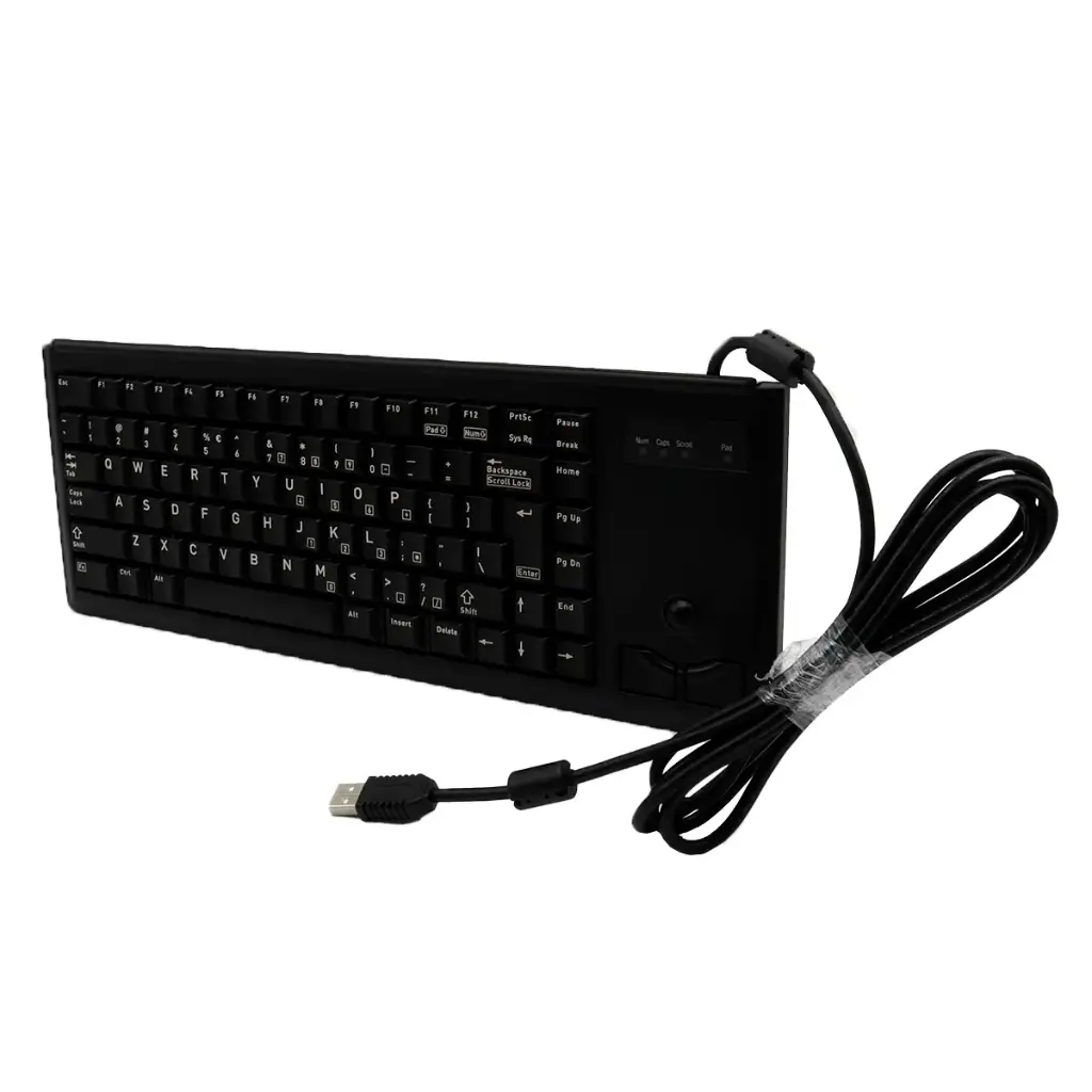 Teclado Compacto Cherry Ultraslim G84-4420LUBEU-2 Con Trackball Integrado USB Negro