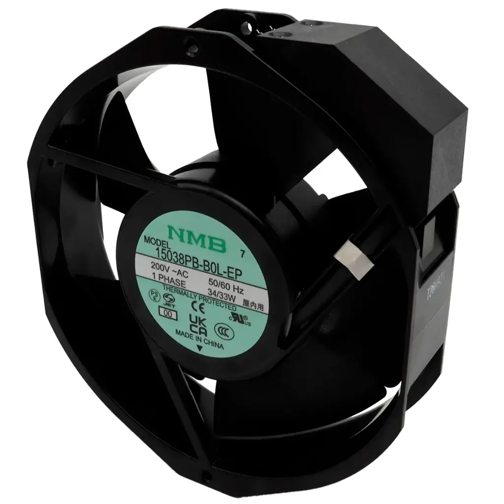 Ventilador NMB 15038PB-B0L-EP 00 200V AC 50/60Hz 34/33W Monofásico 150 mm x 150 mm x 40 mm 2 pines Japón