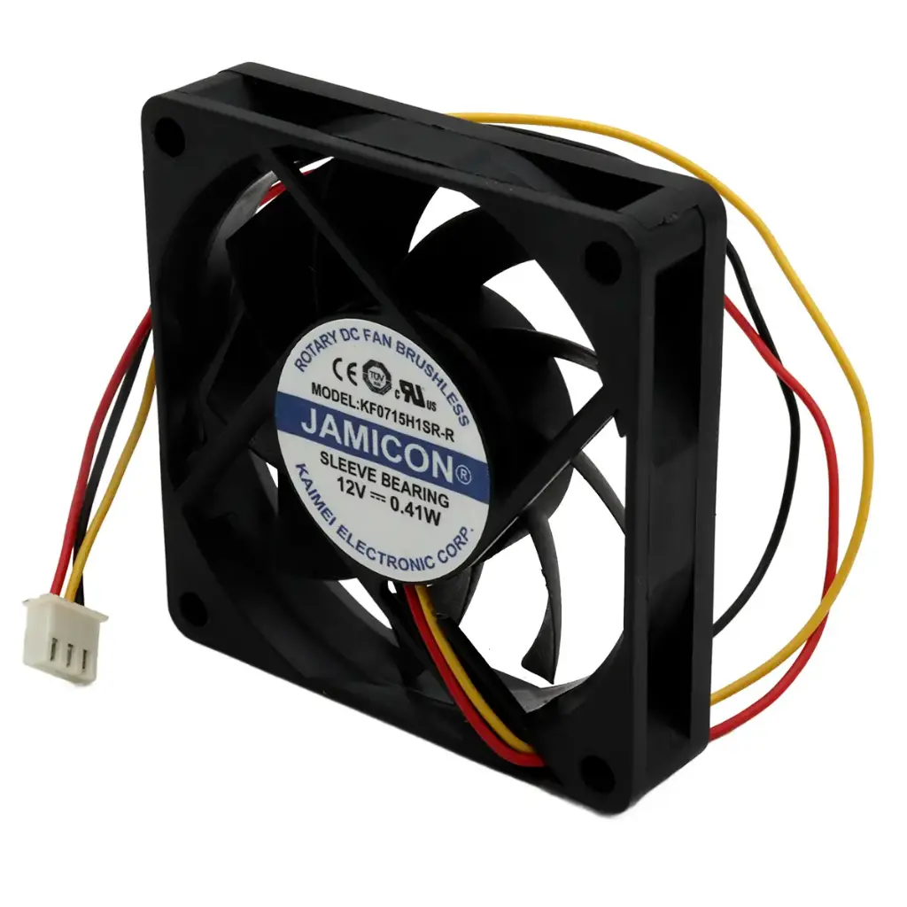 Ventilador Jamicon KF0715H1SR-R 12V DC 0.41W 70 mm x 70 mm x 15 mm Conector Blanco 3 Pines 3 Cables