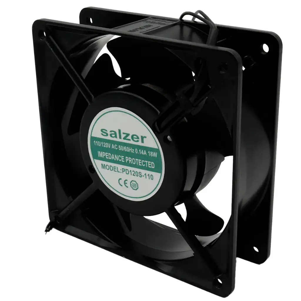 Ventilador Salzer PD120S-110 110V-120V AC 50/60Hz 0.14A 18W 120 mm x 120 mm x 38 mm 2 Cables Sin Conector