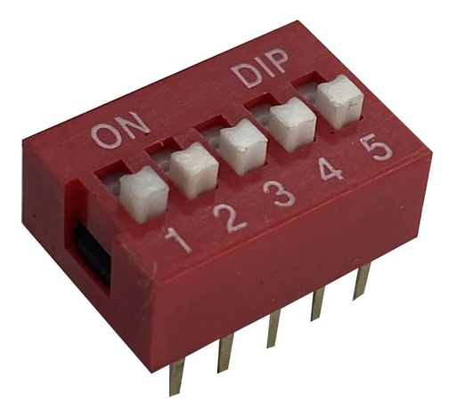 [100] Dip Switch 5 Posiciones Bits Vías Rojo Canal Deslizable