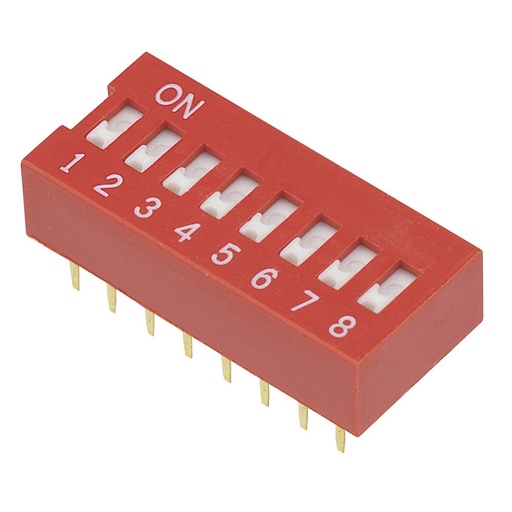 [109] Dip Switch 8 Posiciones Bits Vías Rojo Canal Deslizable
