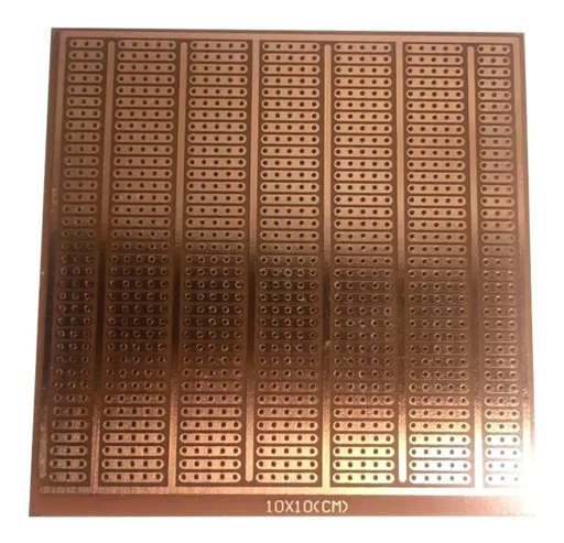 [209] Placa Fenólica Perforada De 1mm De 10x10 Cm (Cobre Baquelita)
