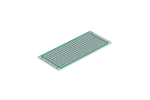 [216] Placa Fenólica Perforada 3x7Cm Con Recubrimiento Verde De Cobre Y Baquelita