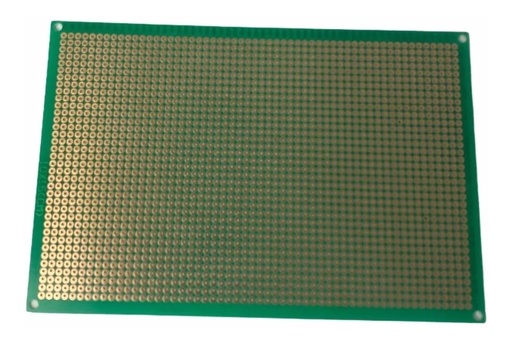 [221] Placa Fenólica Perforada 1mm de 10x15cm Con Recubrimiento Verde De Cobre Y Baquelita