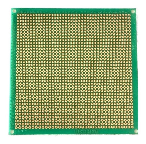 [245] Placa Fenólica Perforada 1mm De 10 x10 Cm (Con Recubrimiento Verde) De Cobre Y Baquelita