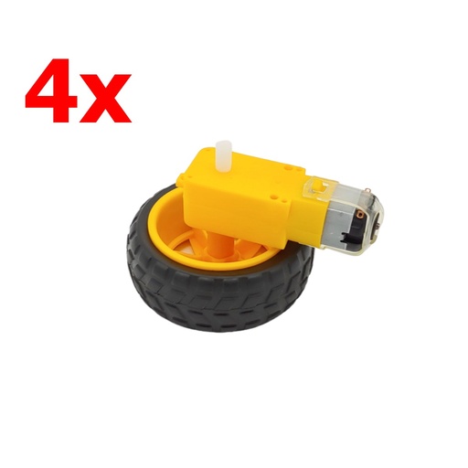 [267] 4x Motorreductor Recto 1:48 + 4x Llanta De Plástico Robótica Arduino PIC