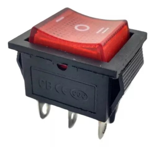 [330] Switch Interruptor Balancín Con Piloto 6 Patas 2P 2T 20A 125V Rocker ON-OFF-ON