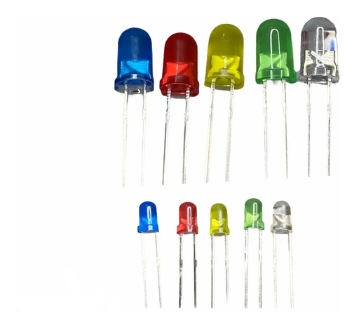 [375] Kit LED 5mm 3mm 100 Unidades 5 Colores Diferentes