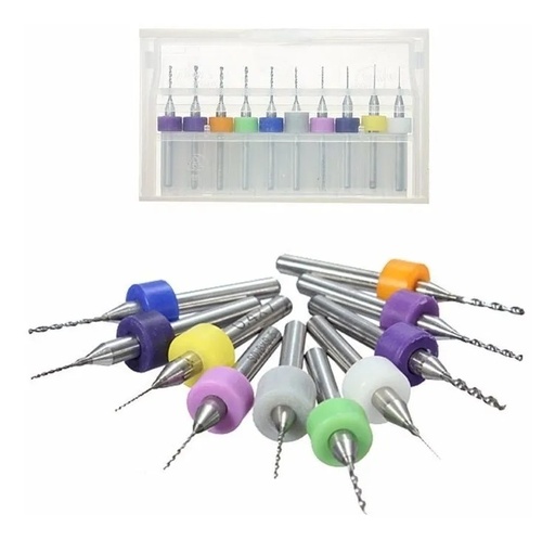 [381] Kit Juego De Brocas De Carburo 0.3mm - 1.2mm Para PCB CNC