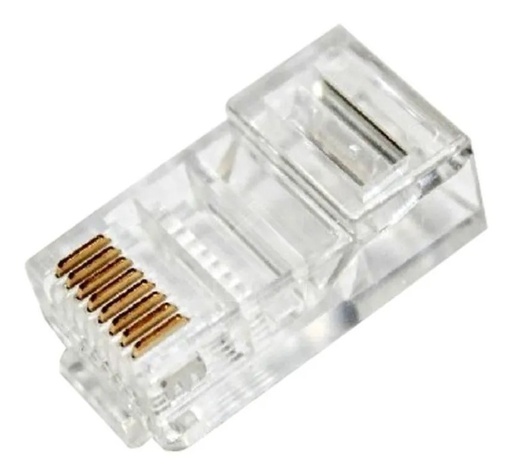 [586] Conector Plug Modular 8 Contactos RJ45 Cable Red UTP Cat 5e Para Crimpar Cable