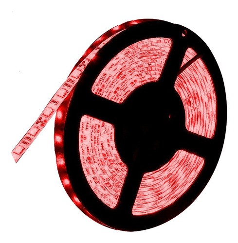 [678] Tira De 300 LED Rojo 5050 Impermeable 5m 12V Alta Calidad Uso Rudo Luces