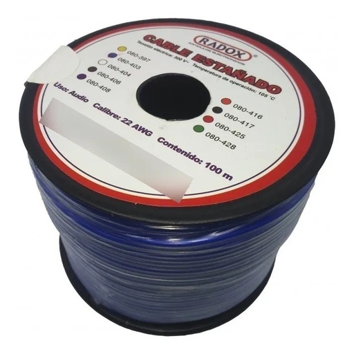 [1555] Rollo de cable estañado calibre 22 azul 100 m.