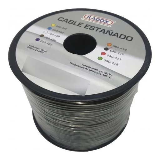 [1557] Rollo de cable estañado calibre 22 negro 100 m.