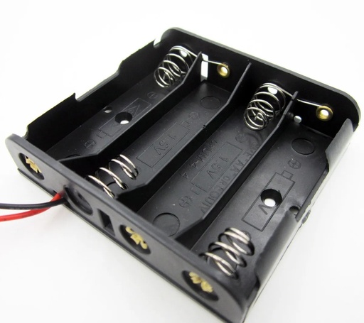 [1613] Portapila Soporte Sujetador Rígido 4 Baterías AA Sin Plug
