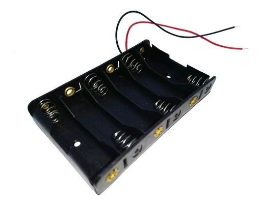[1614] Portapila Soporte Sujetador Rígido 6 Baterías AA Sin Plug