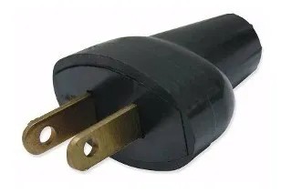 [1667] Clavija Ovalada Contacto Plástico Negro