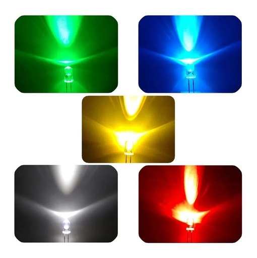 [1733] Kit De 100 Leds Ultrabrillantes De 5mm Colores Variados