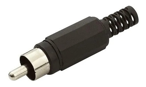 [1849] Conector Plug RCA Macho De Plástico Negro Con Resorte