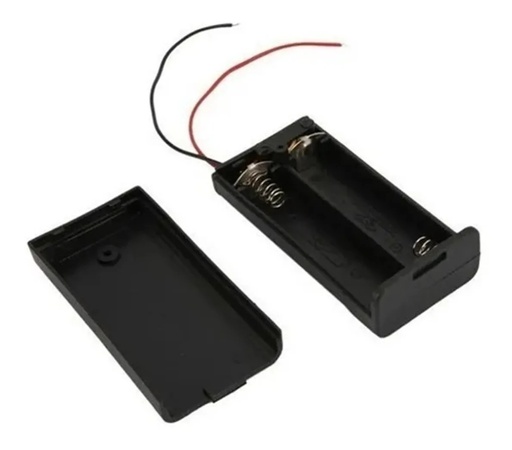 [2032] Portapila Soporte Sujetador Rígido 2 Baterías AA Con Interruptor Y Tapa Sin Plug